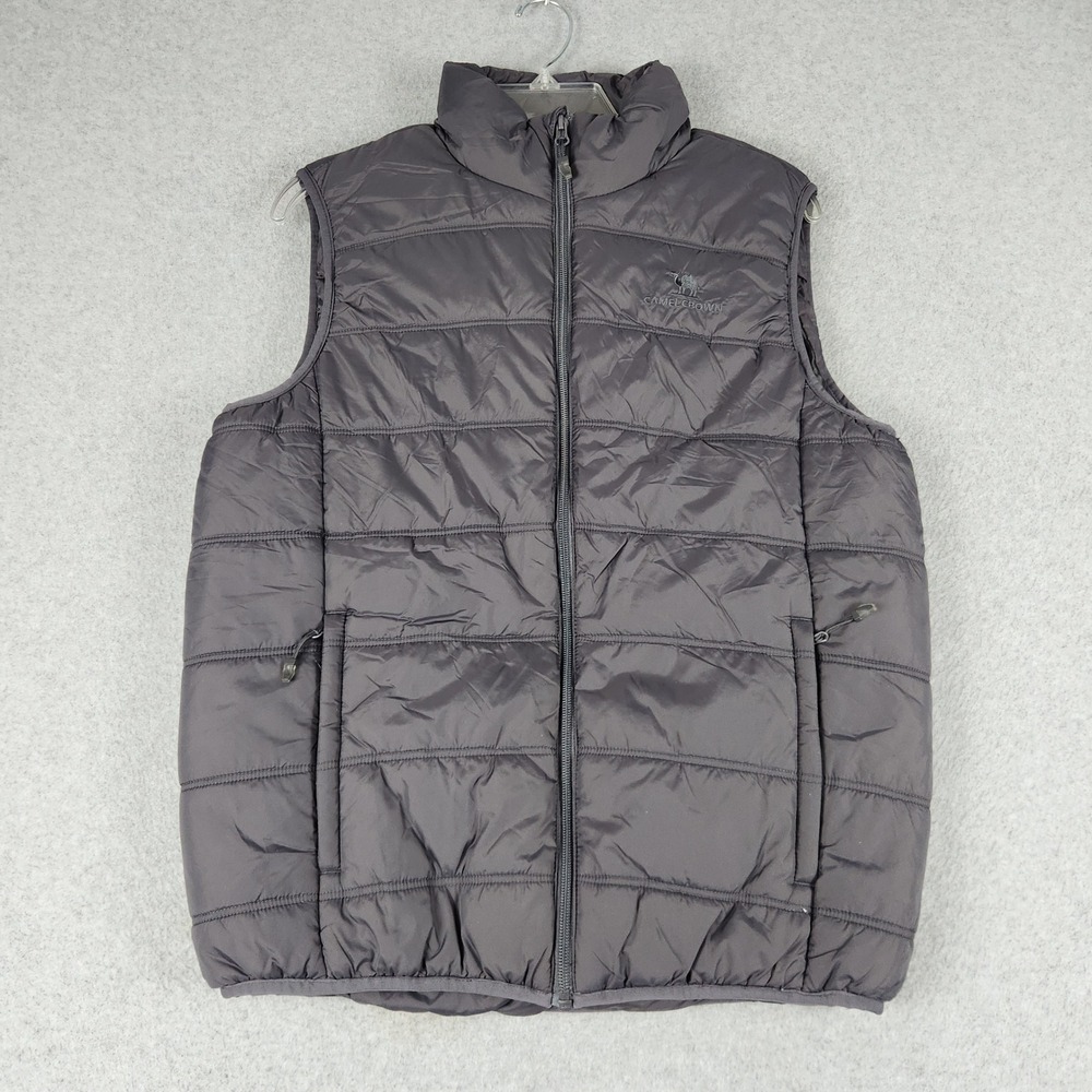 Camel Crown Puffer Vest Mens Small Gray Quilted Lightweight Insulated Full Zip
